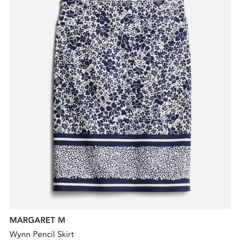 Navy and white floral print skirt